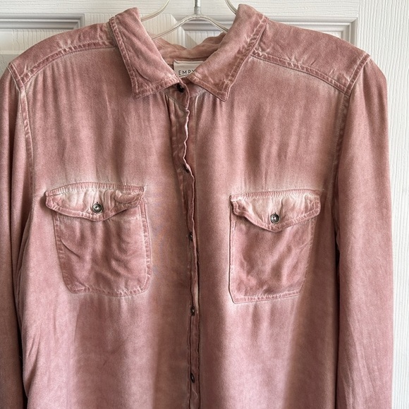 🔥EMPYRE size medium made in India 100% rayon long sleeve button up tie-dye pink - Picture 2 of 12